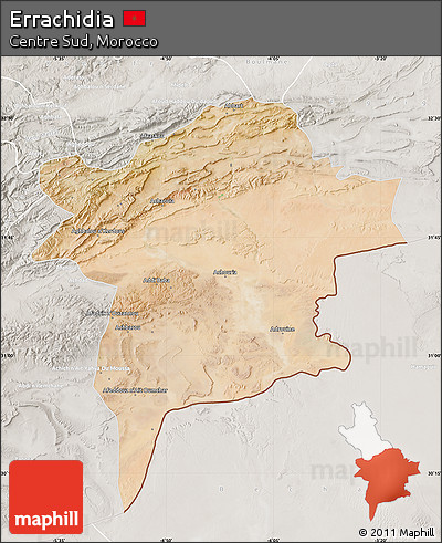 Satellite Map of Errachidia, lighten, semi-desaturated