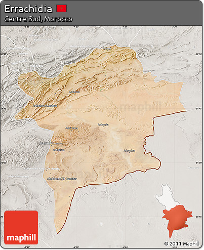 Satellite Map of Errachidia, lighten, semi-desaturated