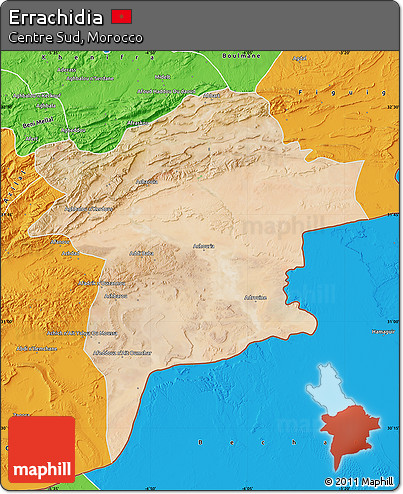 Satellite Map of Errachidia, political outside