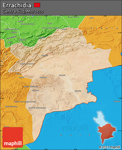 Satellite Map of Errachidia, political outside