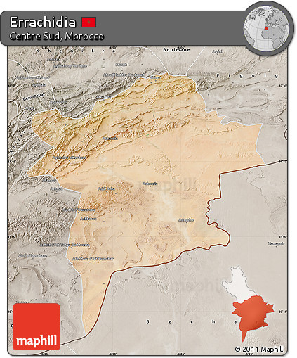 Satellite Map of Errachidia, semi-desaturated
