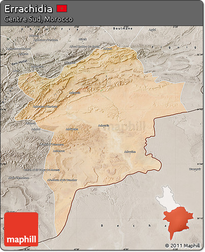 Satellite Map of Errachidia, semi-desaturated