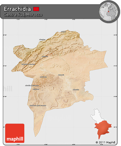 Satellite Map of Errachidia, single color outside