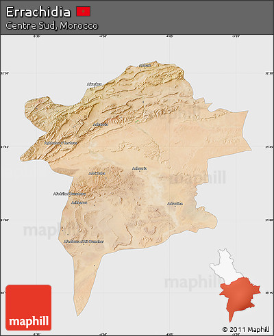 Satellite Map of Errachidia, single color outside
