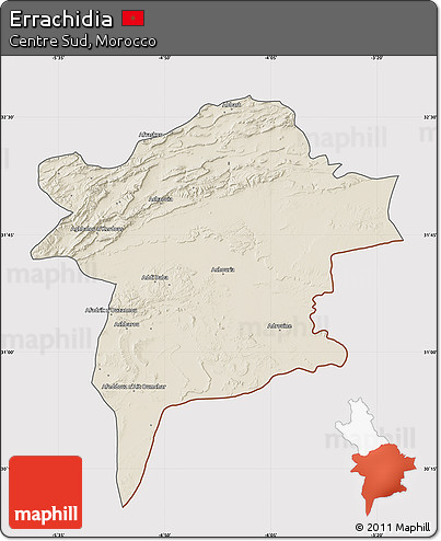 Shaded Relief Map of Errachidia, cropped outside