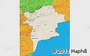 Shaded Relief Map of Errachidia, political outside