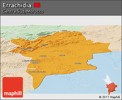 Political Panoramic Map of Errachidia, lighten