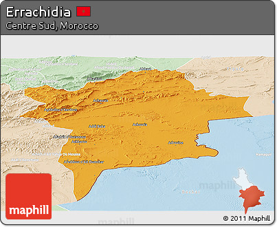 Political Panoramic Map of Errachidia, lighten