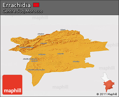 Political Panoramic Map of Errachidia, single color outside