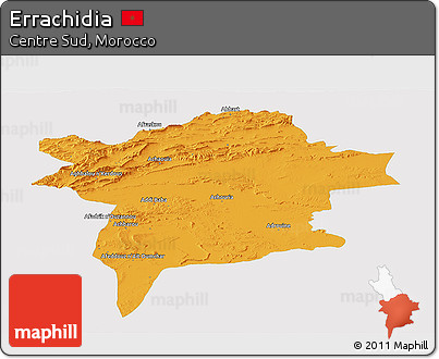Political Panoramic Map of Errachidia, single color outside