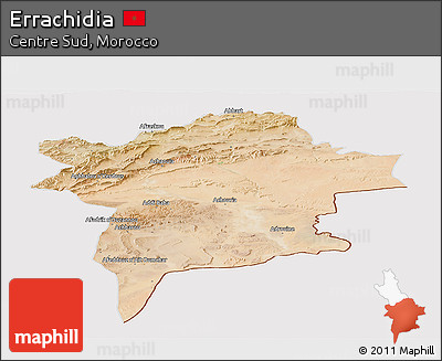 Satellite Panoramic Map of Errachidia, cropped outside