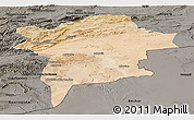 Satellite Panoramic Map of Errachidia, darken, semi-desaturated