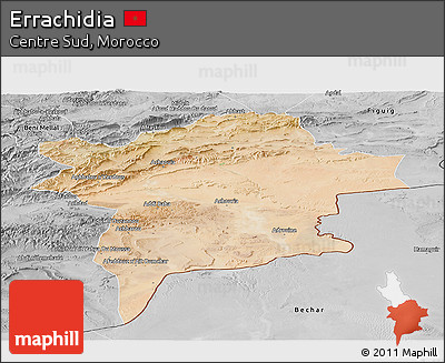 Satellite Panoramic Map of Errachidia, desaturated