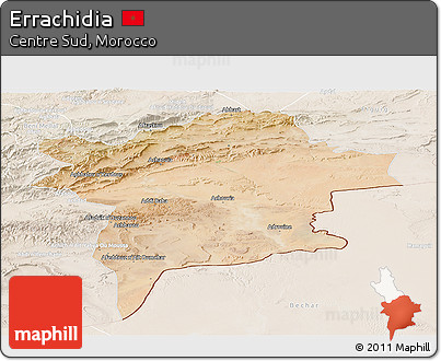 Satellite Panoramic Map of Errachidia, lighten