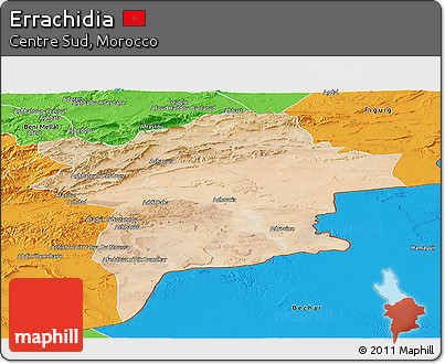 Satellite Panoramic Map of Errachidia, political outside