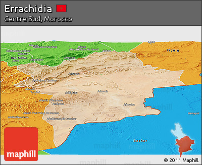 Satellite Panoramic Map of Errachidia, political outside