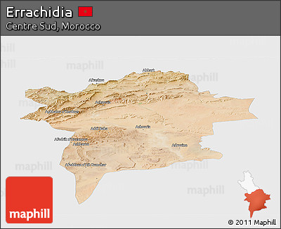 Satellite Panoramic Map of Errachidia, single color outside