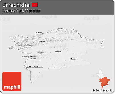 Silver Style Panoramic Map of Errachidia, single color outside