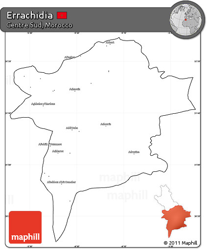 Blank Simple Map of Errachidia, cropped outside
