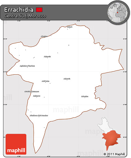 Classic Style Simple Map of Errachidia, cropped outside