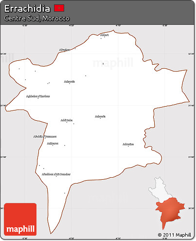 Classic Style Simple Map of Errachidia, cropped outside