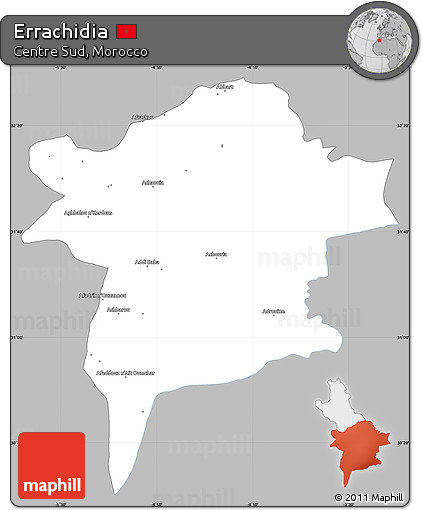Gray Simple Map of Errachidia, single color outside