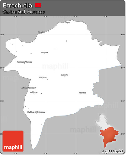 Gray Simple Map of Errachidia, single color outside