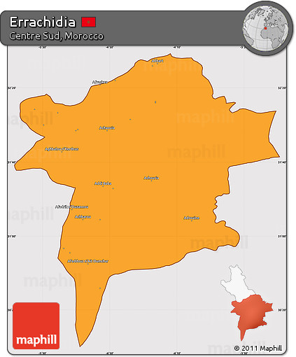 Political Simple Map of Errachidia, cropped outside