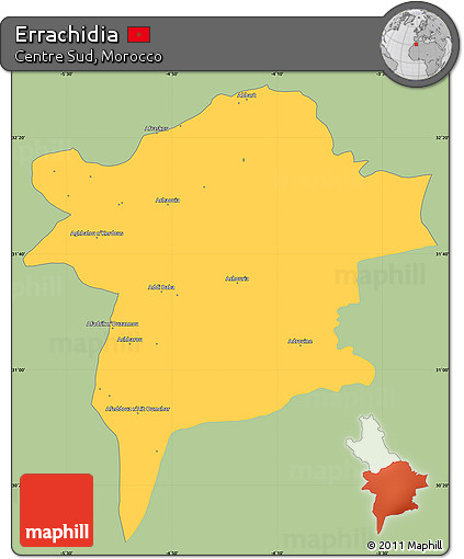 Savanna Style Simple Map of Errachidia, single color outside