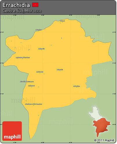Savanna Style Simple Map of Errachidia, single color outside
