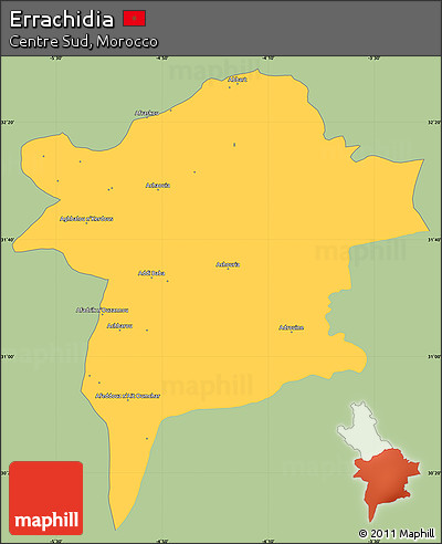 Savanna Style Simple Map of Errachidia, single color outside
