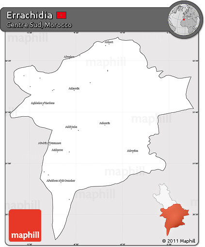 Silver Style Simple Map of Errachidia, cropped outside