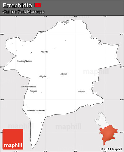 Silver Style Simple Map of Errachidia, cropped outside