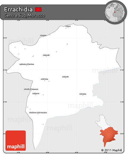 Silver Style Simple Map of Errachidia, single color outside