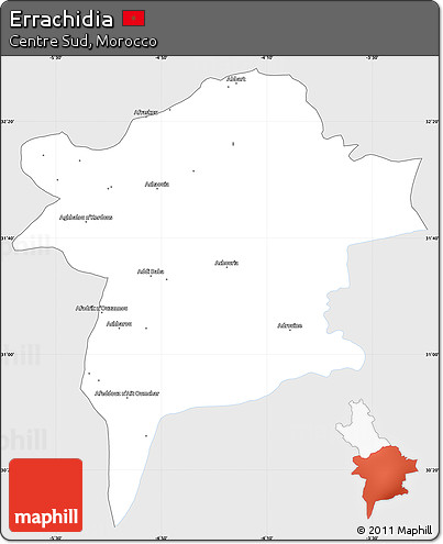 Silver Style Simple Map of Errachidia, single color outside