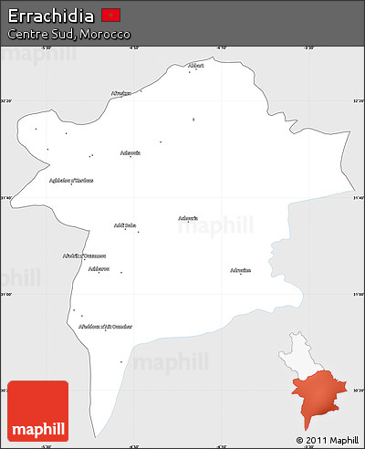 Silver Style Simple Map of Errachidia, single color outside