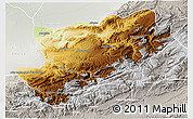 Physical 3D Map of Azilal, lighten, semi-desaturated