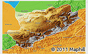 Physical 3D Map of Azilal, political outside