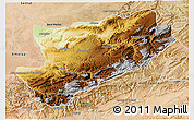 Physical 3D Map of Azilal, satellite outside