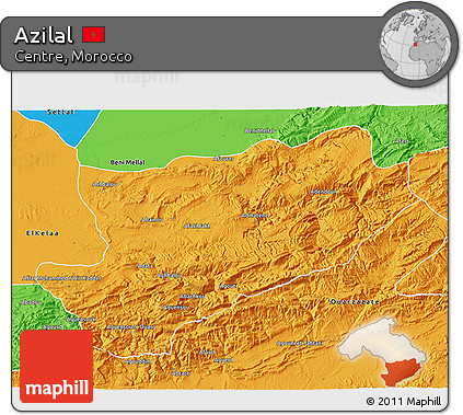 Political 3D Map of Azilal