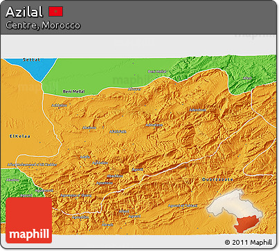 Political 3D Map of Azilal