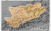Satellite 3D Map of Azilal, darken, desaturated