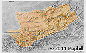 Satellite 3D Map of Azilal, desaturated