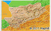 Satellite 3D Map of Azilal, political outside