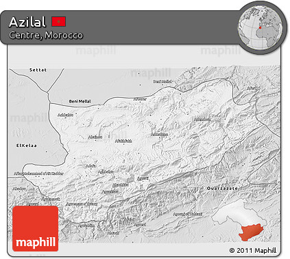 Silver Style 3D Map of Azilal