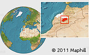 Satellite Location Map of Azilal, highlighted parent region