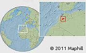 Savanna Style Location Map of Azilal, within the entire country, hill shading