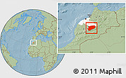 Savanna Style Location Map of Azilal, highlighted parent region, hill shading