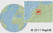 Savanna Style Location Map of Azilal, hill shading