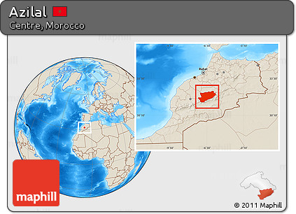 Shaded Relief Location Map of Azilal